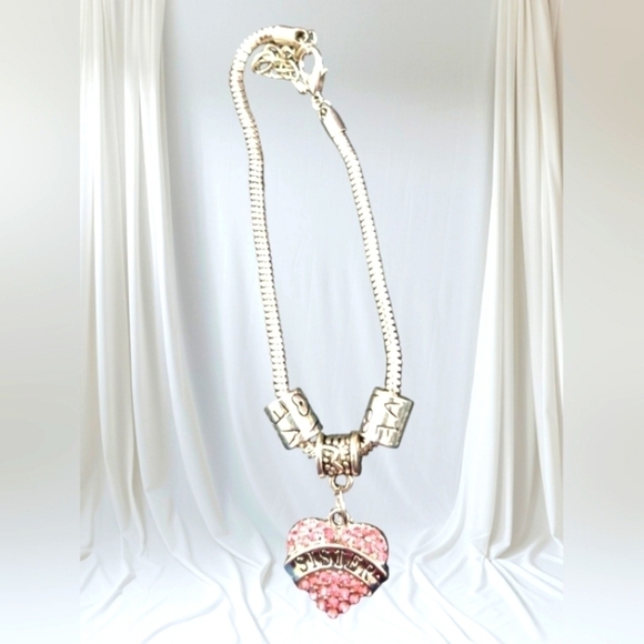None Jewelry - New Rhinestone Heart Charm Snake Chain Y2K Bracelet